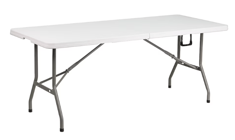 2.5-Feet x 6-Feet White Rectangle Folding Table